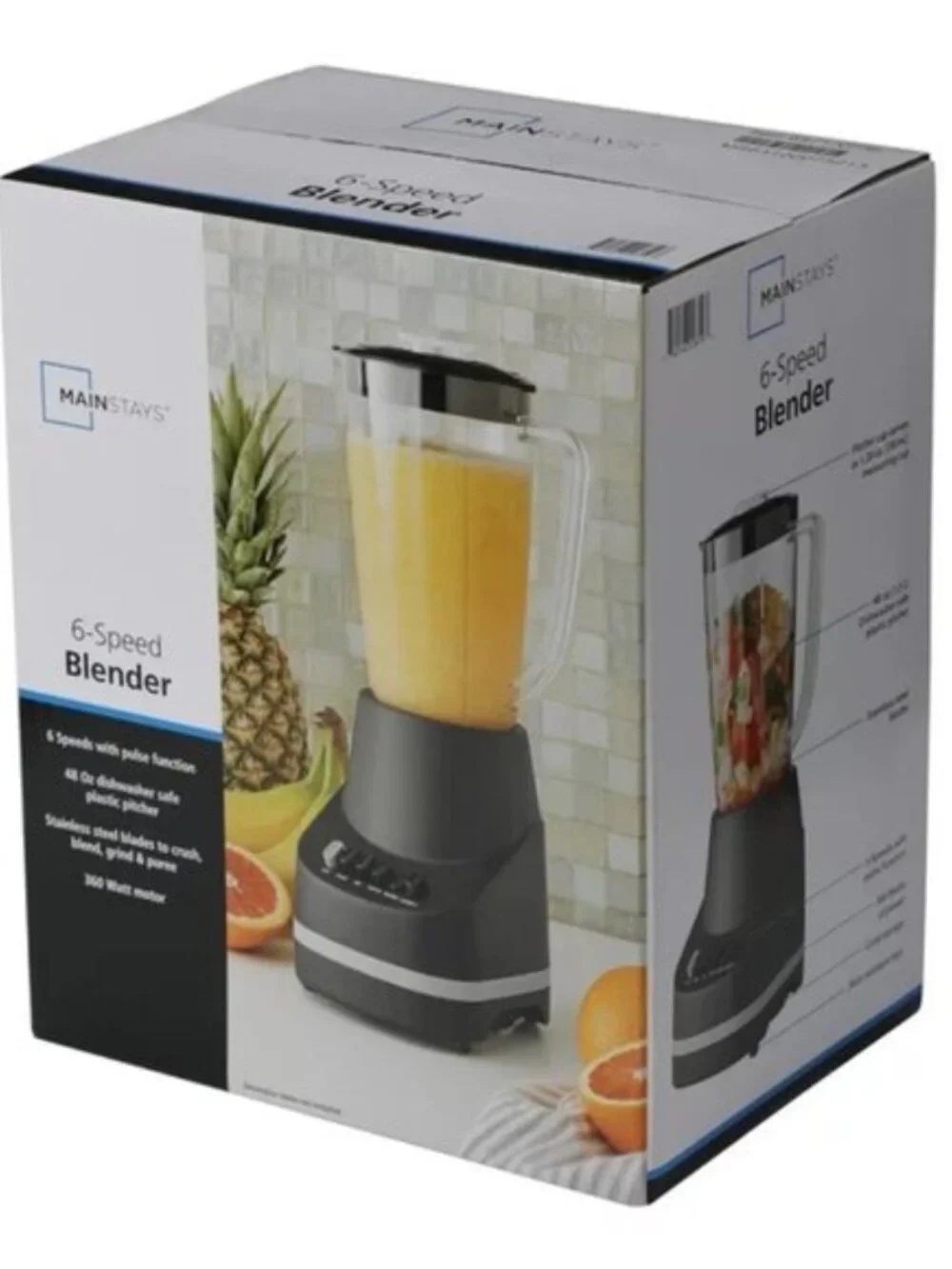 Mainstays 6-Speed Blender | 48oz Jar, 360W Motor, Stainless Blades